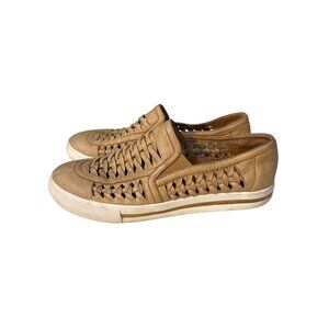 LAmour Des Pieds Tan Leather Slip-On Woven Sneakers Womens Size 8 Casual Comfort